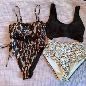 2 Stylish Swimsuits, both cutout in the middle. Size L, Excellent condition